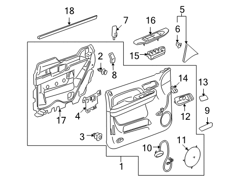 2007 Cadillac Escalade Front Door Lock Assembly Diagram for 25876386