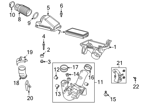 2008 Acura TL Filters Cover, Air In. Diagram for 17246-RDA-A10