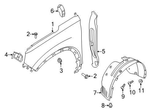 2022 Hyundai Santa Fe Fender & Components Retainer Diagram for 86848-3W000