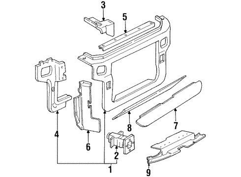 1995 Ford Mustang Radiator Support Air Deflector Diagram for XR3Z-8310-AA