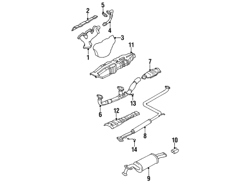 1995 Hyundai Sonata Exhaust Components Catalytic Converter Assembly Diagram for 28950-33355
