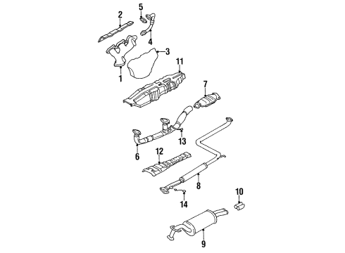 1995 Hyundai Sonata Exhaust Components Front Exhaust Pipe Diagram for 28600-34145