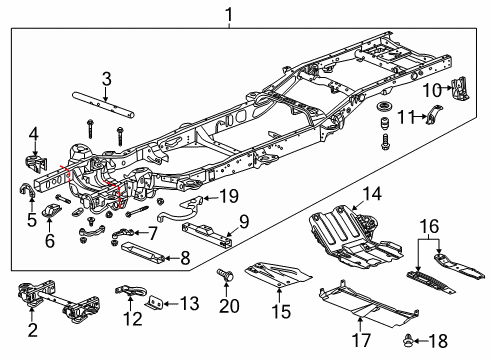 2017 GMC Sierra 1500 Frame & Components Frame Assembly Diagram for 84135716