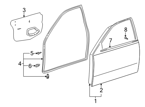 2004 Lexus IS300 Front Door Front Door Lock Assembly, Right Diagram for 69310-53071