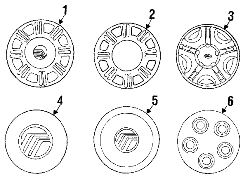 1998 Mercury Sable Wheel Covers & Trim Center Cap Diagram for F6DZ-1130-C