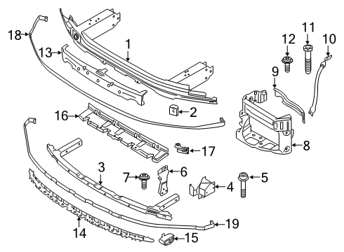 2019 BMW 640i xDrive Gran Turismo Front Bumper Carrier, Bumper, Front Bottom Diagram for 51117357178