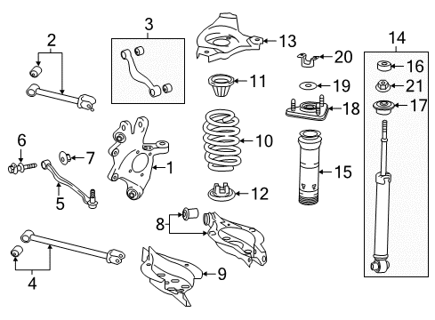 2020 Lexus RC350 Rear Suspension Components, Lower Control Arm, Upper Control Arm, Ride Control, Stabilizer Bar Cover, Lower Control A Diagram for 48738-30020