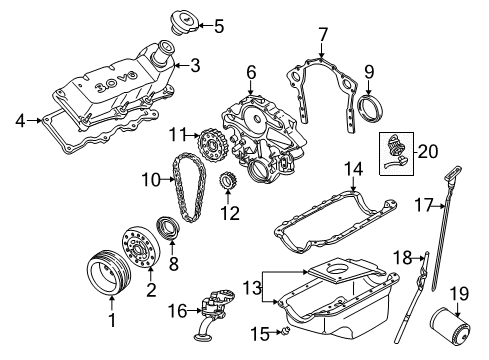 2002 Ford Taurus Engine Parts, Mounts, Cylinder Head & Valves, Camshaft & Timing, Oil Pan, Oil Pump, Crankshaft & Bearings, Pistons, Rings & Bearings Tube Assembly Diagram for 2F1Z-6754-AA