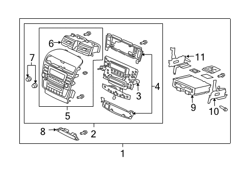 2004 Acura TSX Cluster & Switches, Instrument Panel Bracket, Passenger Side Diagram for 39177-SEC-A01