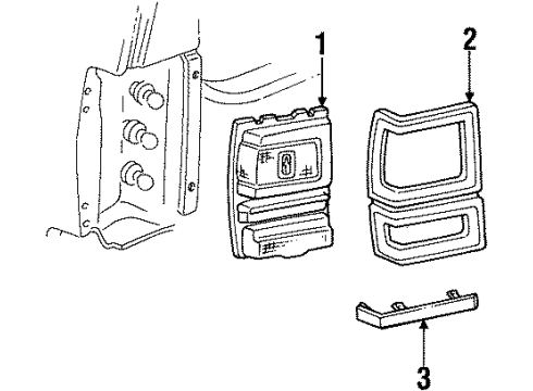 1985 Oldsmobile Custom Cruiser Tail Lamps Housing And Lens Asm-Rear Combination And Side Marker Lamp LH Diagram for 5971651