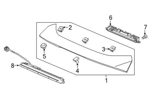 2020 Honda Clarity Rear Spoiler Clip, Trunk Spoiler Diagram for 91512-TRT-003