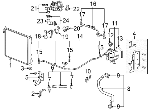 2006 Cadillac STS Radiator & Components Radiator Outlet Hose Assembly Diagram for 89023433
