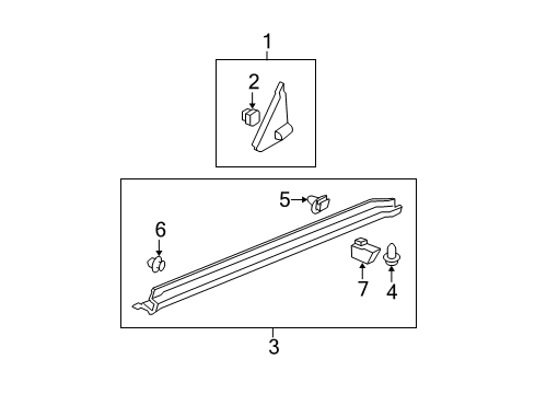 2008 Acura MDX Exterior Trim - Pillars, Rocker & Floor Garnish Assembly, Right Front Pillar Corner (Black) Diagram for 75490-STX-A01ZA