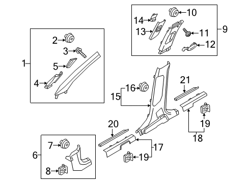 2016 Kia Sorento Interior Trim - Pillars, Rocker & Floor Trim Assembly-Front Pillar Diagram for 85820C5200BGA