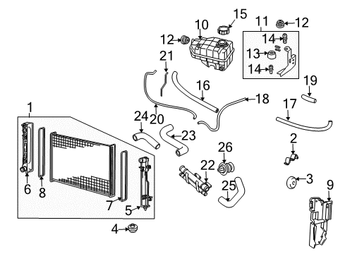 2004 Pontiac GTO Radiator & Components Radiator Surge Tank Overflow Hose Diagram for 92111504