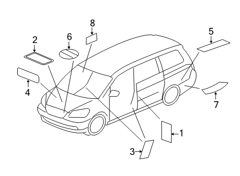 2012 Honda Odyssey Information Labels Label A/C Informa Diagram for 80050-TK8-H00