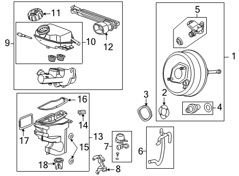 2007 Saturn Sky Dash Panel Components Cylinder Asm, Brake Master Diagram for 15271568