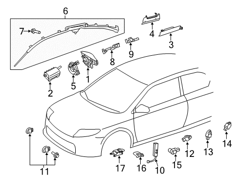 2011 Scion tC Air Bag Components Clock Spring Diagram for 84307-30090