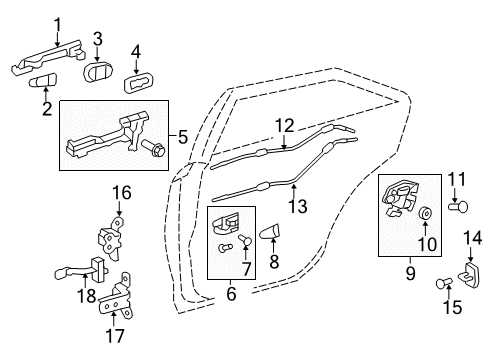 2012 Toyota Camry Rear Door Lock Cable Diagram for 69770-06080