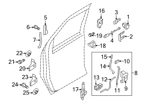 2010 Ford E-250 Rear Door Lock Cylinder Diagram for 6C2Z-1521990-A