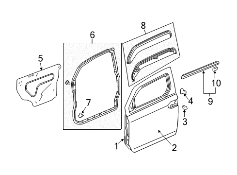 2009 Honda Element Front Door & Components, Exterior Trim Weatherstrip, L. FR. Door Diagram for 72350-SCV-A02