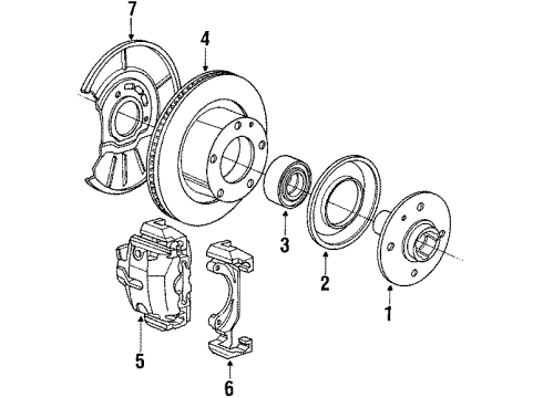 1988 BMW 325 Front Brakes Repair Set Brake Caliper Diagram for 34111157043