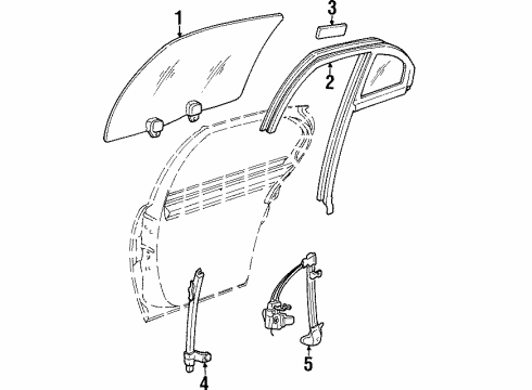 1999 Pontiac Grand Prix Rear Door - Glass & Hardware Channel Asm-Rear Side Door Window Front <Use 1C5L Diagram for 10290517