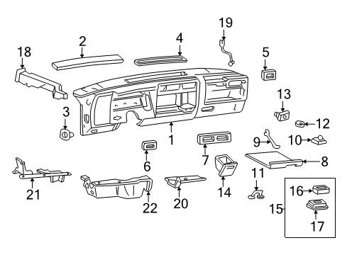 1994 Chevrolet S10 Cluster & Switches, Instrument Panel Cylinder-Instrument Panel Compartment Door Lock (Uncoded) Diagram for 12506503