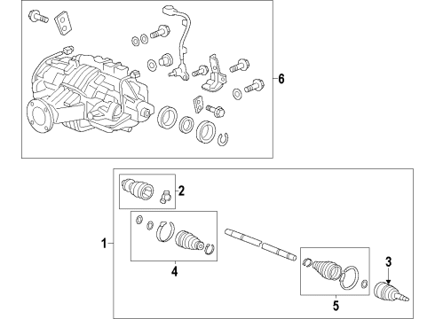 2015 Acura MDX Rear Axle, Axle Shafts & Joints, Drive Axles, Propeller Shaft Shaft, Propeller Diagram for 40100-TZ6-A12