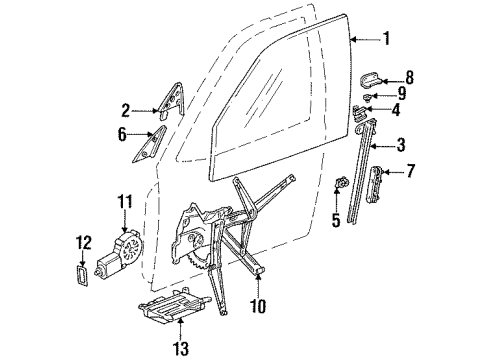 1993 BMW 318i Door & Components Left Window Guide Diagram for 51321977683