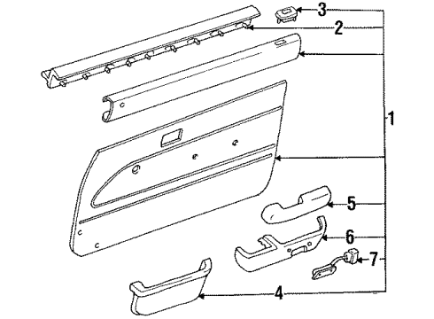 1991 Toyota 4Runner Door Panel Weatherstrip Assy, Front Door Glass, Inner Diagram for 68171-89129
