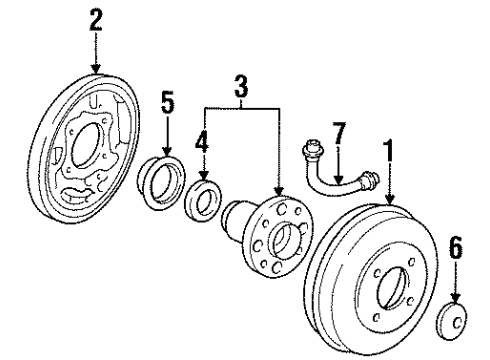 1996 Honda Civic del Sol Rear Brakes Plate, Left Rear Brake Back Diagram for 43120-S04-E01