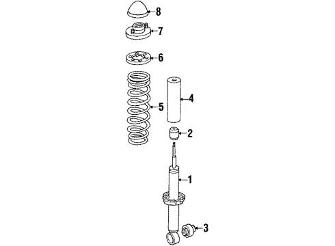 1990 Honda Civic Struts & Components - Rear Tube Diagram for 52442-SH3-000