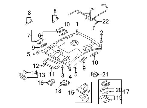 2010 Hyundai Genesis Interior Trim - Roof Overhead Console Lamp Assembly Diagram for 92810-3M500-V2