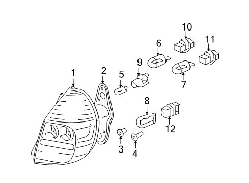 2007 Honda Fit Bulbs Lamp Unit, R. Diagram for 33501-SLN-A01