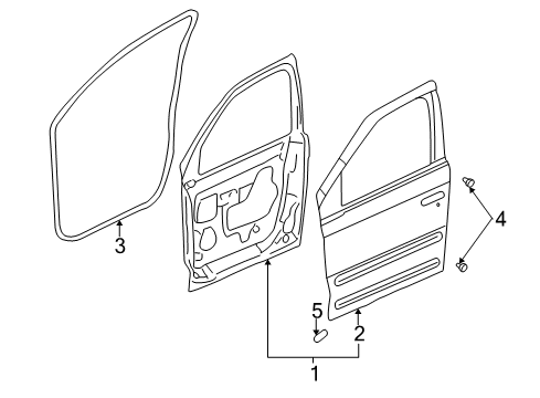 2005 Buick Rendezvous Front Door Weatherstrip Asm-Front Side Door Diagram for 10313535