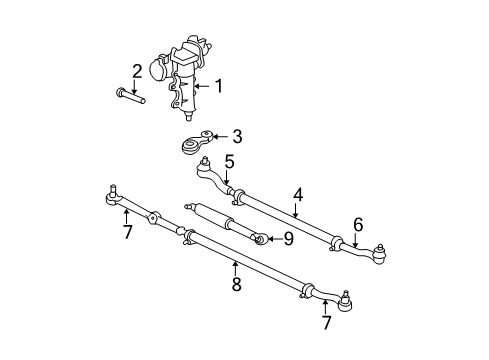 2002 Jeep Grand Cherokee Steering Column & Wheel, Steering Gear & Linkage, Shaft & Internal Components, Shroud, Switches & Levers Tie Rod-Tie Rod Diagram for 52088870AA