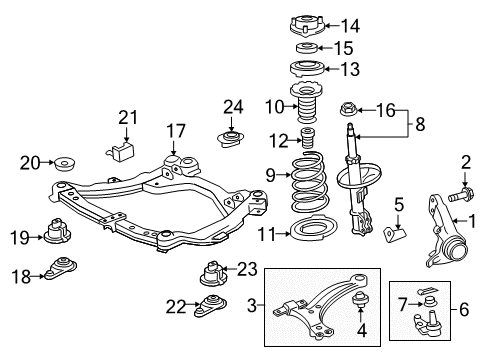 2016 Toyota Camry Front Suspension, Lower Control Arm, Stabilizer Bar, Suspension Components Strut Diagram for 48520-8Z115