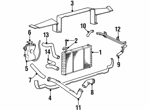 1992 Dodge Viper Cooling System Tank-COOLANT Reserve Diagram for 52027784