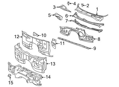 2005 Dodge Magnum Cowl None-Dash Diagram for 5065358AC