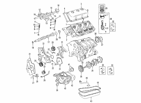 2003 Chrysler Concorde Engine Parts, Mounts, Cylinder Head & Valves, Camshaft & Timing, Oil Pan, Oil Pump, Crankshaft & Bearings, Pistons, Rings & Bearings Support-Engine Support Diagram for 4593287AB