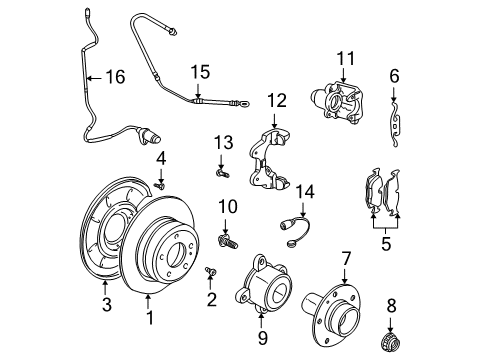 2003 BMW X5 Brake Components Protection Plate Left Diagram for 34216750385