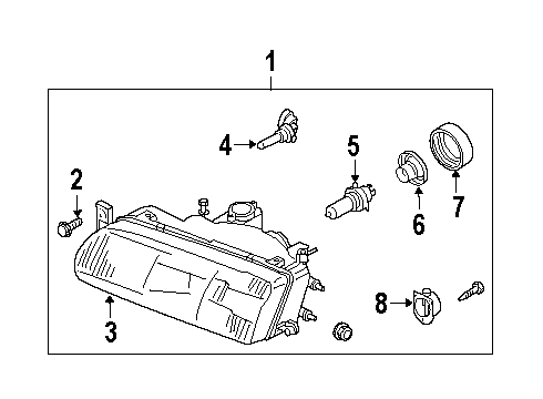 1994 Infiniti Q45 Headlamps Left Headlight Assembly Diagram for B6060-67U00