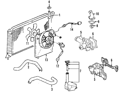 1996 Hyundai Sonata Cooling System, Radiator, Water Pump, Cooling Fan Pulley-Coolant Pump Diagram for 25221-33010