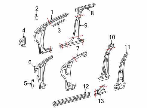 Diagram for 2014 Toyota Venza Center Pillar & Rocker, Hinge Pillar 