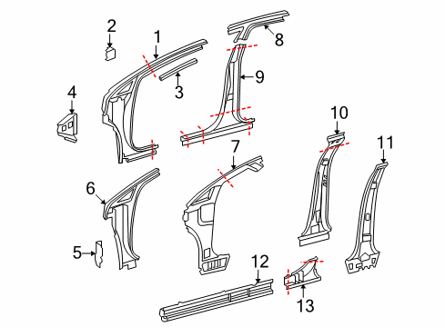 2014 Toyota Venza Center Pillar & Rocker, Hinge Pillar Hinge Pillar Reinforcement Diagram for 61103-0T010