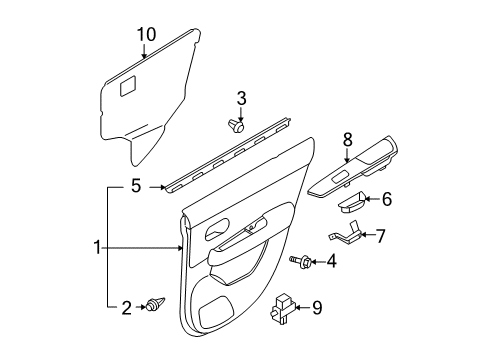 2008 Nissan Versa Interior Trim - Rear Door Screen-Seal Rear LH Diagram for 82861-ZW40A