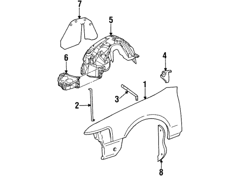 2001 Lincoln Town Car Fender & Components Fender Bracket Diagram for F8VZ-16E128-AA