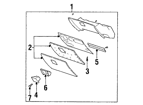 2001 Mercury Grand Marquis Glove Box Glove Box Door Rivet Diagram for -N807122-S424