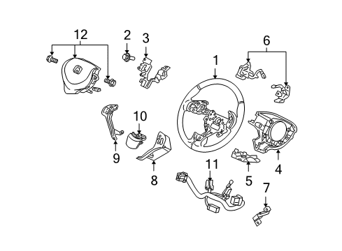 2013 Acura TL Cruise Control System Switch Assembly, Cruise & Multi Information Diagram for 36770-TK4-A11